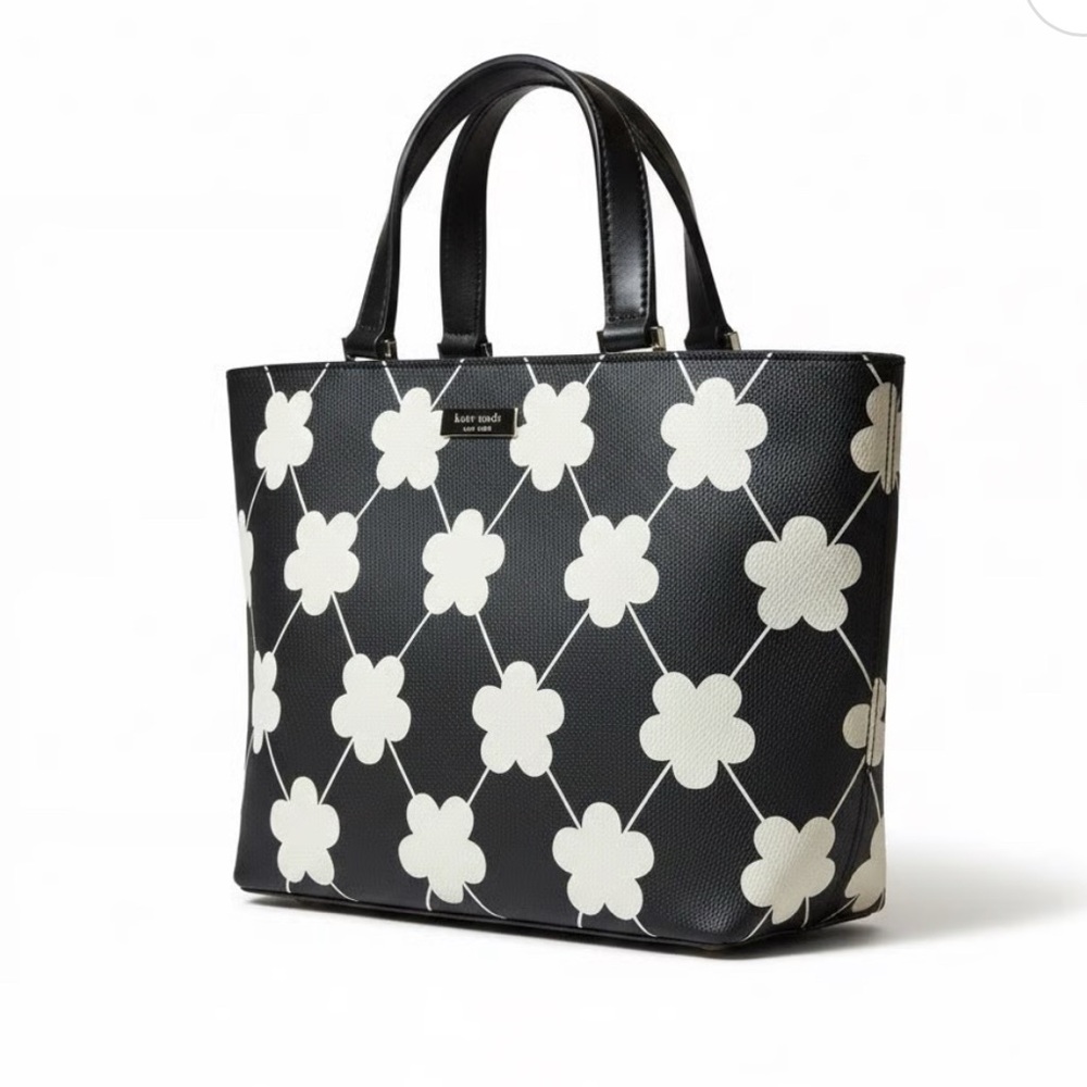 Kate Spade Grant Street Vinyl Floral Jules Tote Black and White